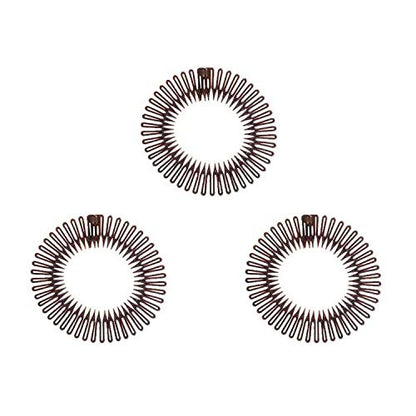 3Pieces Flexible Plastic Circular Stretch Hair Combs, Headband Hairband Holder for Women Girls