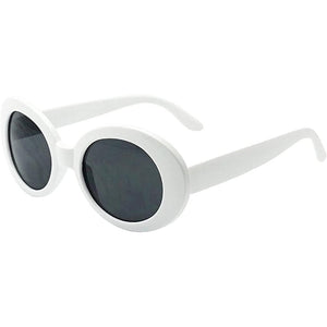 Buy now My Shades - White Oval Round Sunglasses Thick Bold Retro Clout Goggles (White, Smoke), Large at indiglob india
