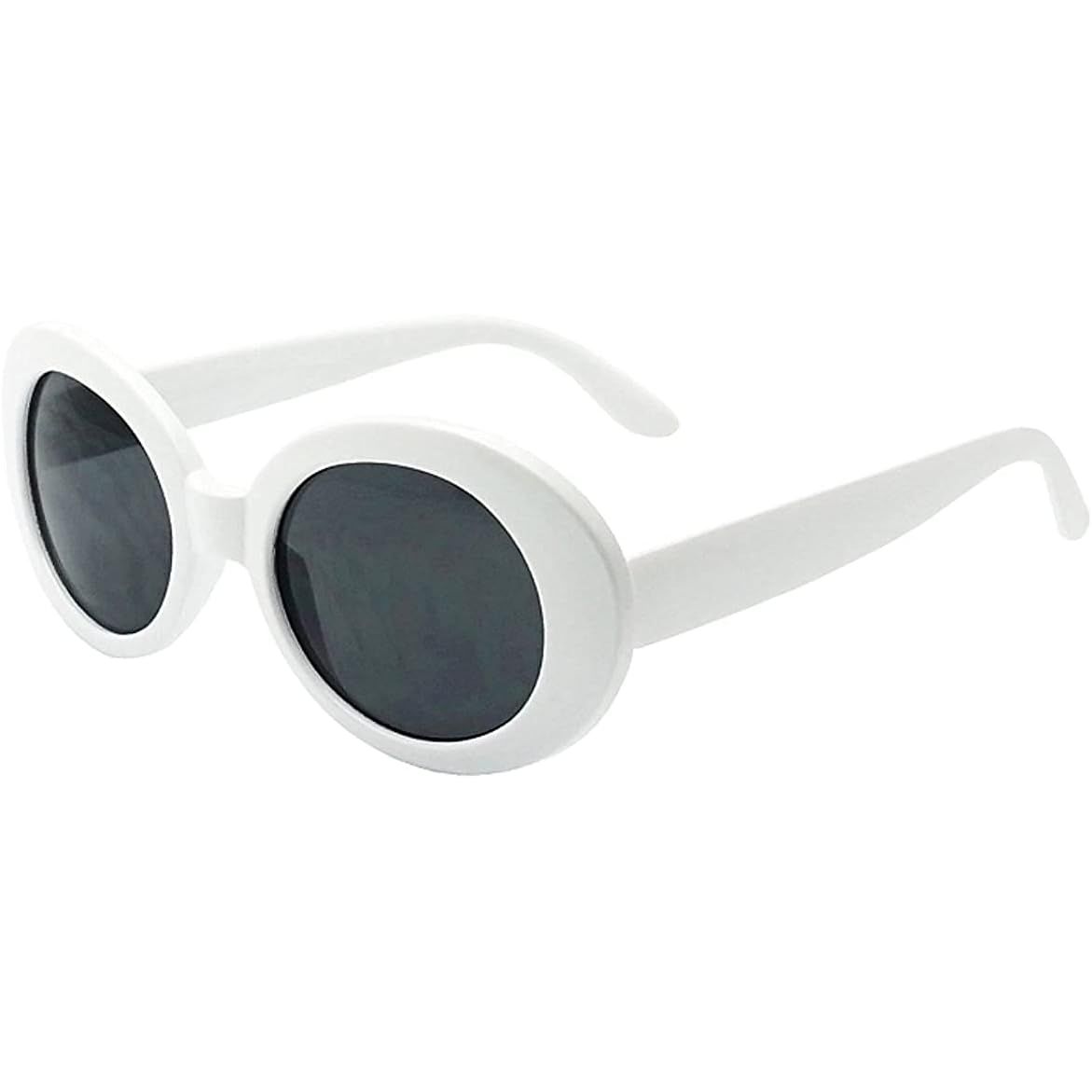 Buy now My Shades - White Oval Round Sunglasses Thick Bold Retro Clout Goggles (White, Smoke), Large Default at indiglob india