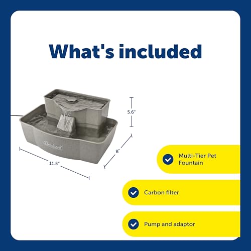Buy now PetSafe Drinkwell Multi-Tier Pet Fountain - Encourages Hydration for Cats & Dogs - Large-Capacity Waterer - Double Tier - Filtered Fountain with Carbon Filter - 100 oz Water Capacity at indiglob india
