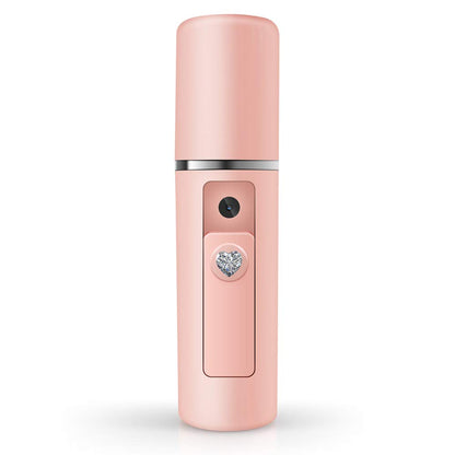 Nano Facial Mister Moisturizing Atomization Humidifier Cool Mist Facial Steamer Handy Mist Sprayer Moisturizing & Hydrating for Skin Care, Makeup, Eyelash Extensions (Pink)