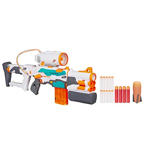 Buy now Nerf Modulus Tri-Strike Blaster, Mega Barrel, Rocket Launcher, Clip, 1 Rocket, Kids Outdoor Games (Amazon Exclusive) at indiglob india