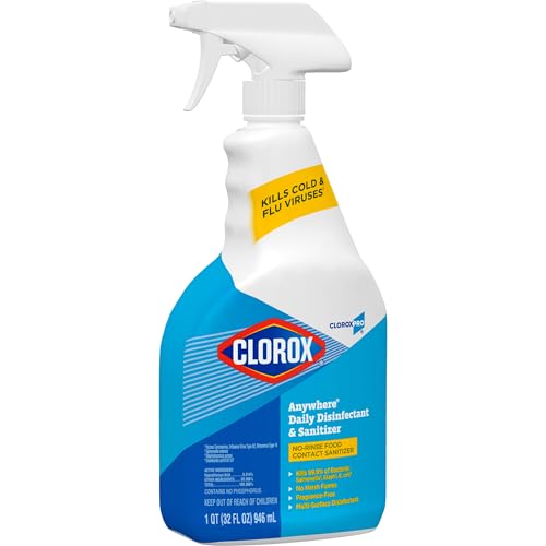 Buy now CloroxPro Anywhere Daily Disinfectant and Sanitizer, No-Rinse Food Contact Sanitizer, 32 Fluid Ounces, Pack of 12 at indiglob india