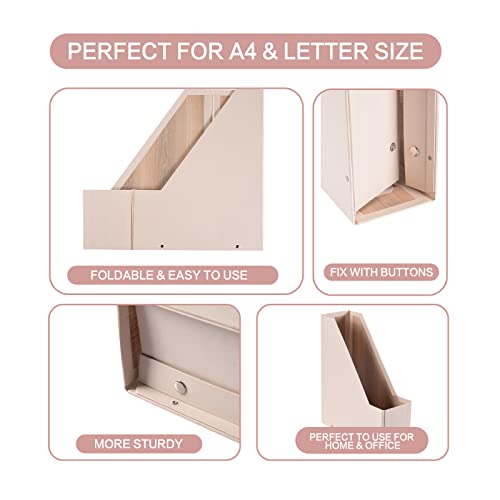 Buy now SUIN 2 Pack Magazine-Holders Magazine File-Organizer-Boxes Sturdy Cardboard Magazine File Folder-Holder for Home/Office Desk Organizer and Decor, Pack of 2, PH201 (Natural Pink) at indiglob india