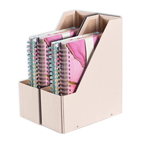 Buy now SUIN 2 Pack Magazine-Holders Magazine File-Organizer-Boxes Sturdy Cardboard Magazine File Folder-Holder for Home/Office Desk Organizer and Decor, Pack of 2, PH201 (Natural Pink) at indiglob india