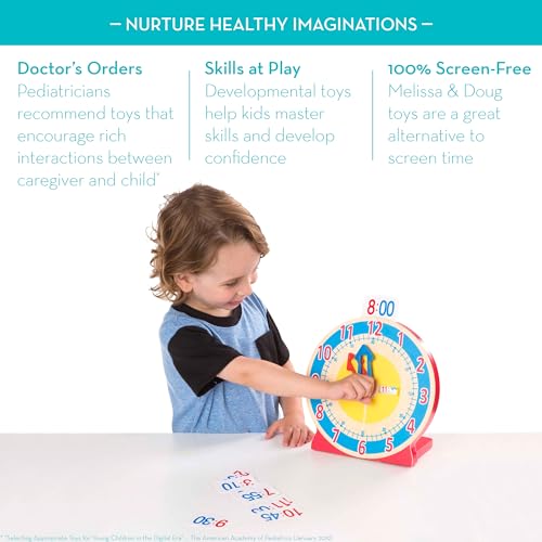 Buy now Melissa & Doug Turn & Tell Wooden Clock - Educational Toy with 12+ Reversible Time Cards at indiglob india
