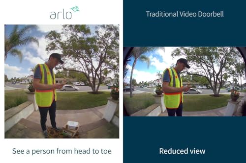 Buy now Arlo Essential Wired Video Doorbell - HD Video, 180 degrees View, Night Vision, 2 Way Audio, Direct to Wi-Fi No Hub Needed, Wired, White (Renewed) at indiglob india