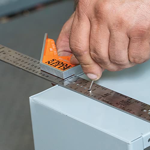 Buy now Klein Tools 935CSEL Combination Square Ruler for Electricians and Carpenters, Stainless Steel Double Sided Ruler, Bubble Level, Magnetic at indiglob india