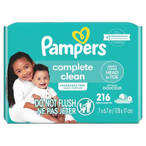 Buy now Baby Wipes, Pampers Baby Diaper Wipes, Complete Clean Unscented, 3X Pop-Top Pack, 216 Count at indiglob india