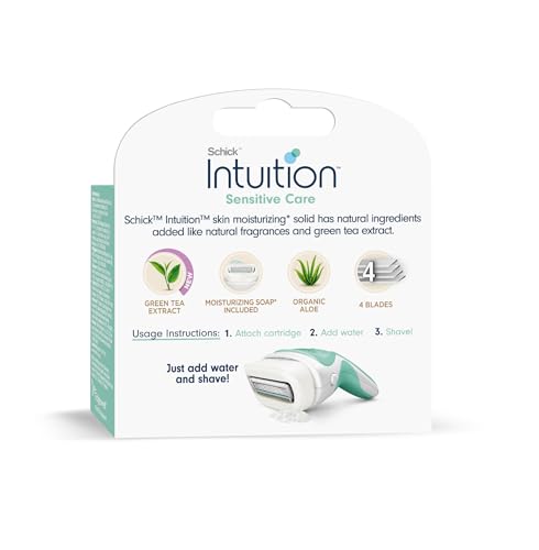Buy now Schick Intuition Sensitive Care Razor Blade Refill Cartridges, 3 Count (Packaging may vary) at indiglob india