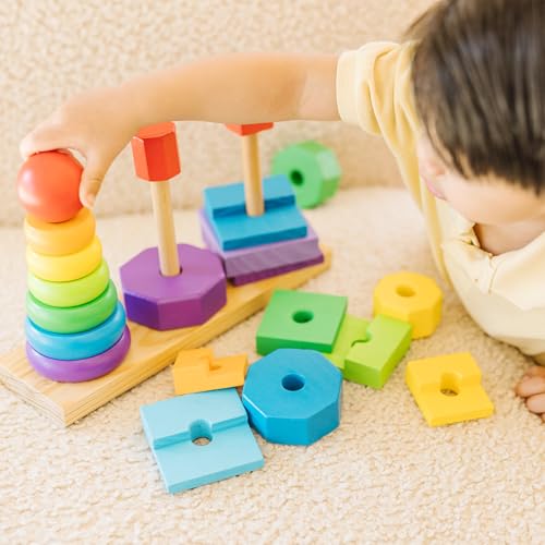 Buy now Melissa & Doug Geometric Stacker - Wooden Educational Toy,25 count(pack of 1) at indiglob india