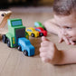 Buy now Melissa & Doug Car Carrier Truck and Cars Wooden Toy Set with 1 Truck and 4 Cars 5.75" x 12" x 3" at indiglob india