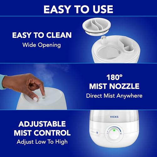 Buy now Vicks Mini Filter Free Cool Mist Humidifier, Small Room ƒ?? Variable Mist Control ƒ?? Works with Vicks VapoPads at indiglob india
