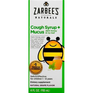 Zarbee's Children's Cough Syrup + Mucus Daytime, Grape 4oz