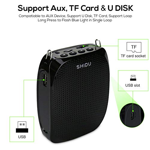Buy now SHIDU S615 Wireless Voice Amplifier, 10W Portable Mini Amplifier with AUX Connectivity, Rechargeable for Teachers, Tour Guides, Coaches, Yoga Fitness Instructors at indiglob india