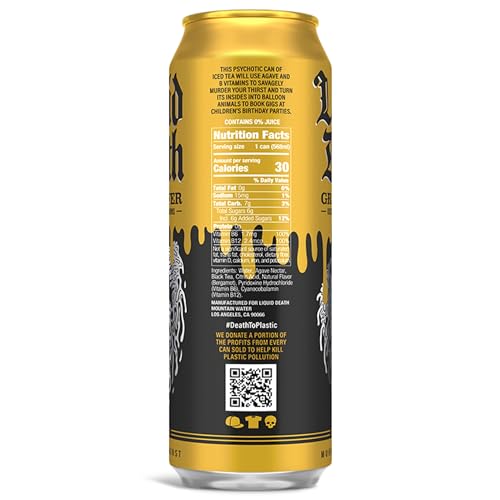 Buy now Liquid Death Iced Tea - Blueberry Buzzsaw (Blueberry-Flavored Black Tea), Less Sugar*, Boost of Caffeine, B Vitamins, No Artificial Sweeteners, 12 Fl Oz (Pack of 12) at indiglob india
