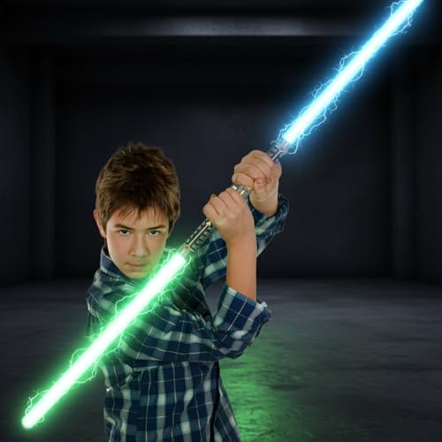 Buy now Liberty Imports 2-in-1 LED Light Up Sabers, Dual Bladed Toy Saber Swords Set for Kids with FX Power Up and Motion Sensitive Sound Effects for Cosplay, Dress Up at indiglob india