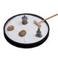 Buy now Nature's Mark Mini Zen Garden Kit for Desk with Rake, White Sand, Black Round Base, Miniature Pagoda Figure, River Rocks and Miniature Buddha Figure (6Lx6W Round B) at indiglob india