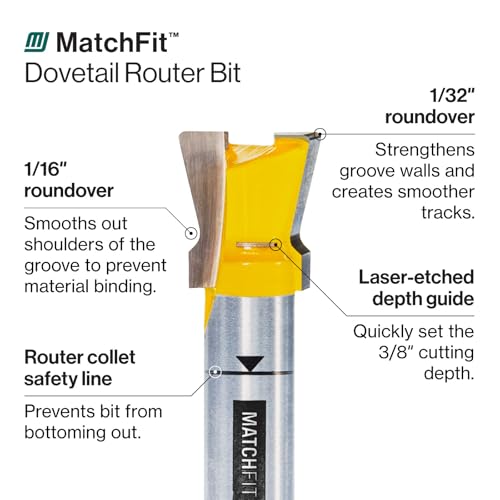 Buy now MICROJIG Matchfit Dovetail Router Bit 14 Degree x 1/2-inch 1/4-inch Shank, Woodworking Tools, MB-025-0514 at indiglob india