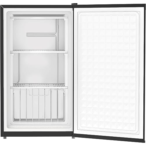 Buy now Honeywell Compact Upright Freezer, 3 Cubic Feet, Single Door Upright Freezer with Reversible Door, for Home, Dorms, Apartment, Office- Black at indiglob india