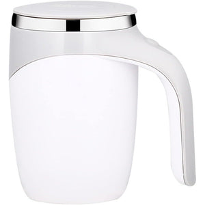 Automatic Magnetic Stirring Coffee Cup, 380ml Auto Self Stirring Coffee Mug Stainless Steel Cup Electric Smart Mug, Rotating Office Travel Mixing Cup for Hot Chocolate Cocoa Milk Latte Tea,White