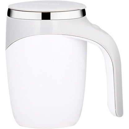 Automatic Magnetic Stirring Coffee Cup, 380ml Auto Self Stirring Coffee Mug Stainless Steel Cup Electric Smart Mug, Rotating Office Travel Mixing Cup for Hot Chocolate Cocoa Milk Latte Tea,White