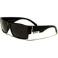 Locs Mens Flat Top Gangster Sunglasses Black Silver Frame 91026 (Black), 5.5w x 1.75h