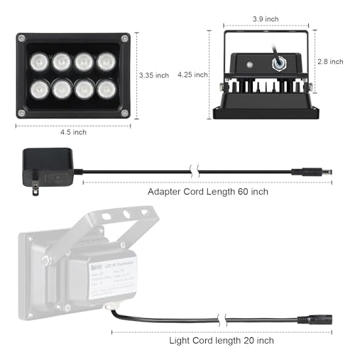 Buy now Univivi IR Illuminator 90 Degree Wide Angle 8-LEDs IR Infrared Light 850nm Infrared Illuminator for Night Vision IP67 Waterproof Outdoor for Security Cameras at indiglob india