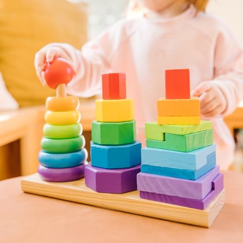 Buy now Melissa & Doug Geometric Stacker - Wooden Educational Toy,25 count(pack of 1) at indiglob india