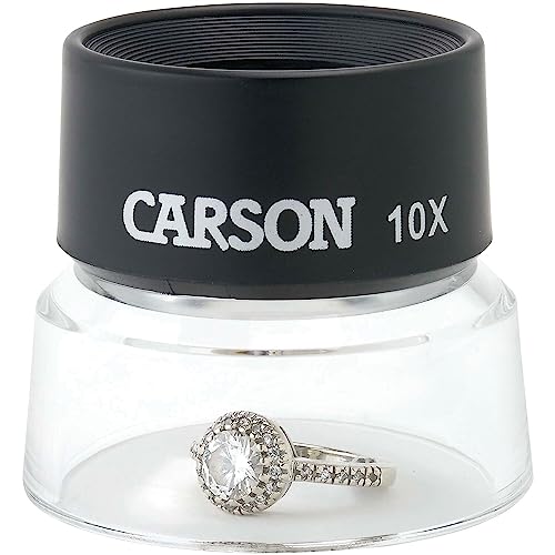 Buy now Carson LumiLoupe 10X Power Black/Clear Stand Magnifier, Ambient Light, 1.0 inch Lens Diameter, 2.0 inch Base Diameter, 2.0 x 1.75 x 2.0 inches, 0.05 kg at indiglob india