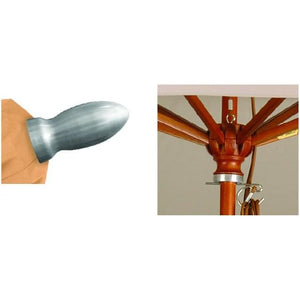 California Umbrella 9' Round Hardwood Frame Market Umbrella, Stainless Steel Hardware, Push Open, Navy Blue Olefin