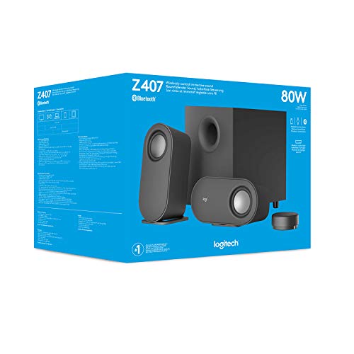 Buy now Logitech Z407 Bluetooth Computer Speakers with Subwoofer and Wireless Control, Immersive Sound, Premium Audio with Multiple Inputs, USB Speakers at indiglob india