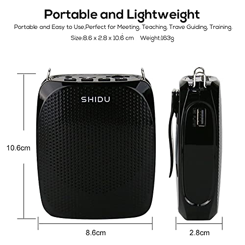 Buy now SHIDU S615 Wireless Voice Amplifier, 10W Portable Mini Amplifier with AUX Connectivity, Rechargeable for Teachers, Tour Guides, Coaches, Yoga Fitness Instructors at indiglob india