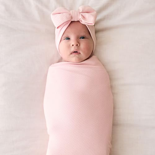 Buy now Little Sleepies Swaddle & Luxe Bow Headband Set, Viscose from Bamboo Baby Swaddles, Newborn Baby Girl Clothes (Prima Pink Ribbed) at indiglob india