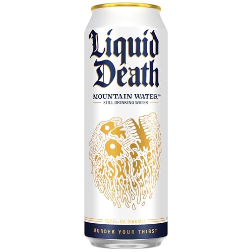Buy now Liquid Death Sparkling Mountain Water, Real Mountain Source, Ice-Cold Cans, Infinitely Recyclable, 12 Fl Oz (Pack of 12) at indiglob india