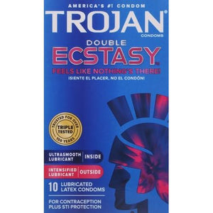 Trojan Double Ecstasy Lubricated Condoms - 10 Count
