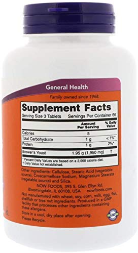 Buy now Now Foods Brewer's Yeast 650 mg 200 Tabs at indiglob india