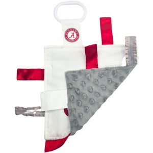 Alabama College Crinkle Learning Lovey Sensory Plush Blanket - Tag Toys for Babies - Baby Stroller Toys - Sports Team Pride MVP Registry Gift w/Stroller Clip (8x8 Crinkle Square)