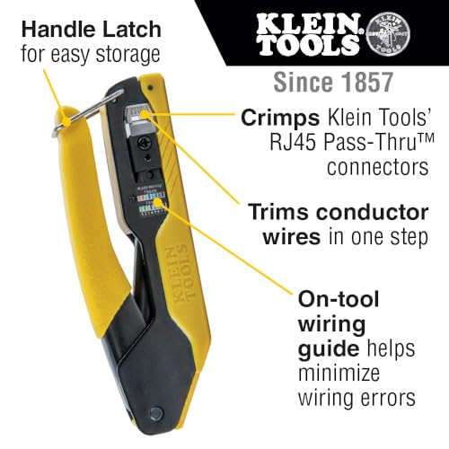 Buy now Klein Tools VDV026-813 RJ45 Ethernet Cable Tester and Crimper Kit, Pass-Thru Technology, Includes Connectors for Cat5e / CAT6 Data Applications, Pack of 50 at indiglob india