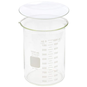 Buy now Corning Pyrex 1000-1L, 1000ml Glass Beaker with Corning Pyrex 9985-125, 125mm Watch Glass, Low Form Griffin, Double Scale (Single) at indiglob india