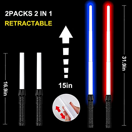Buy now Light Saber, Light Sabers for Kids with FX Sound, 2 in 1 Expandable Light Swords Gift Set for Birthday, Halloween Party, Galaxy War Fighters and Warriors at indiglob india