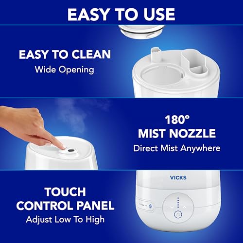 Buy now Vicks FilterFree Plus Cool Mist Plus Humidifier (VUL565), Medium Room ƒ??Filter-Free Cool Mist Humidifier for Baby, Kids and Adult Rooms, Works with Vicks VapoPads at indiglob india
