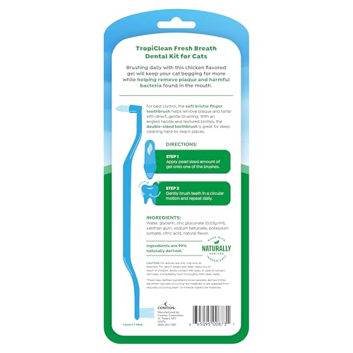 Buy now TropiClean Fresh Breath Cat Toothbrush and Toothpaste Kit, Cat Teeth Cleaning & Breath Freshener Solution, Complete Dental Care at indiglob india