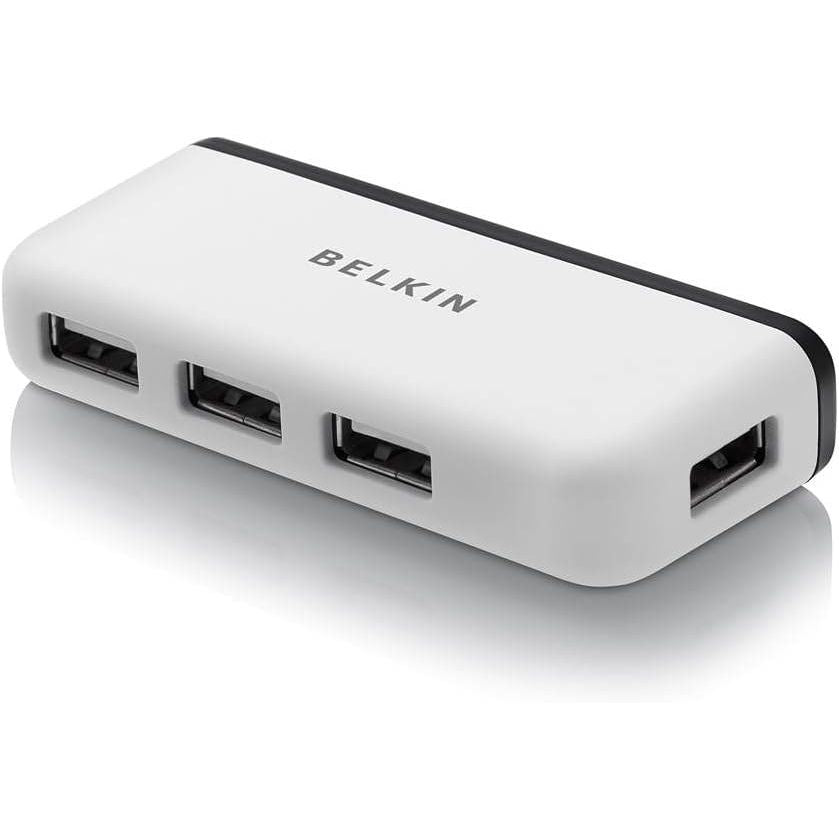 Belkin Travel 4-Port USB 2.0 Hub with Built-In Cable Management (White) - My Store