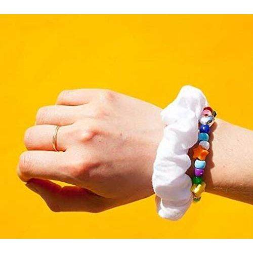 10 Pack White Cotton Scrunchies for Tie Dye Hair Elastic Hair Ties Pony Tail Holder for Party - My Store
