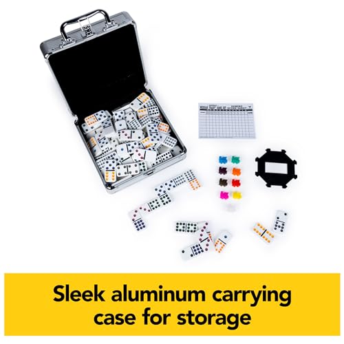 Buy now Spin Master Games, Mexican Train Dominoes Set in Aluminum Carry Case, Includes Colorful Trains for Fun-Filled Family Game Night, for Kids & Family, 2-8 Players, for Ages 8 & Up at indiglob india