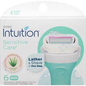 INTUITION Schick Refill, Razors for Women Sensitive Skin | Intuition Razor Blades Refill with Organic Aloe, Razor Refills , 6 Count (Pack of 1)