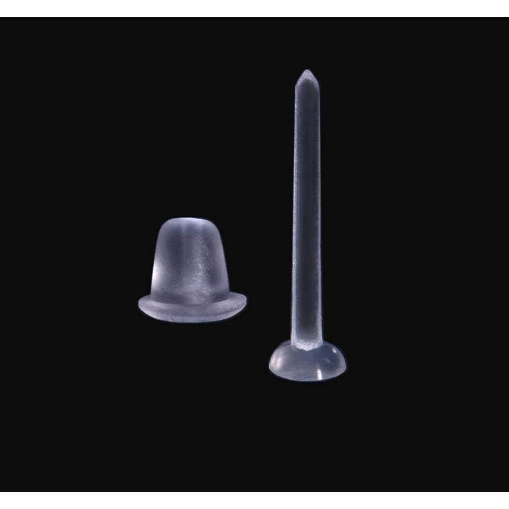 100Pairs Clear Silicone Earring Posts and Backs Kits Invisible Earrings Ear Sticks Earrings Piercing Retainers DIY Supplies for Ear Spacers Piercing Jewelry - My Store