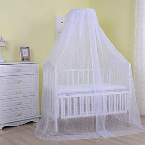Baby Infant Toddler Bed Dome Cots Mosquito Netting Hanging Bed Net Mosquito Bar Frame Palace-Style Crib Bedding Set (White Mosquito Netting Only, Without Stand)