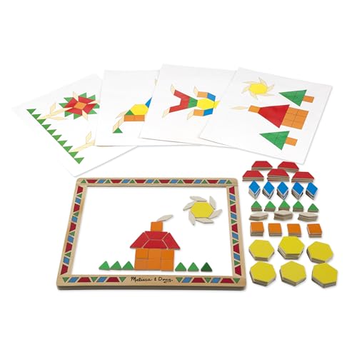 Buy now Melissa & Doug Deluxe Wooden Magnetic Pattern Blocks Set - Educational Toy with 120 Magnets and Carrying Case, Multi/None, 1 EA, English Only. at indiglob india